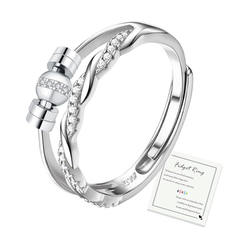 HEEYA Anxiety Ring für Damen mit 5A Zirkonia Silber 925 Angstring Offen Verstellbar Anti Stress Ring mit Perlen Spinner Fidget Ringe Frauen Hypoallergen Stimmungsring gegen Stress HEEYA Anxiety Ring für Damen mit 5A Zirkonia Silber 925 Angstring Offen Verstellbar Anti Stress Ring mit Perlen Spinner Fidget Ringe Frauen Hypoallergen Stimmungsring gegen Stress von HEEYA