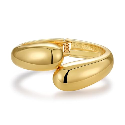 HEEYA Chunky Tropfen Armreif Damen Gold Silber Armreifen für Frauen Manschettenarmband Verstellbares Offenes Armband mit Geschenkbox Schmuck für Sie Frauen Freundin Mama von HEEYA