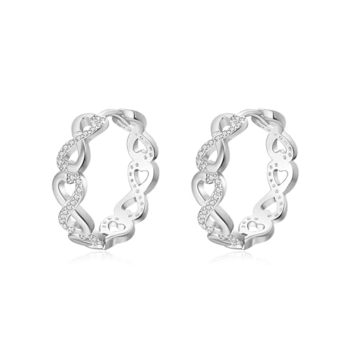 HEEYA Creolen Ohrringe Sterling Silber 925 Plattiert Damen 18K Vergoldet Twisted Creolen Ohrringe mit AAAAA Zirkonia Creolen Hypoallergen für Frauen Rose Gold/Gold/Silber 18/20MM von HEEYA