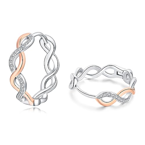 HEEYA Creolen Ohrringe Sterling Silber 925 Plattiert Damen 18K Vergoldet Twisted Creolen Ohrringe mit AAAAA Zirkonia Creolen Hypoallergen für Frauen Rose Gold/Gold/Silber 18/20MM von HEEYA