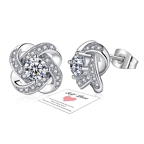 HEEYA Ohrringe Damen Ohrstecker Sterling Silber 925 Post Hypoallergen ohrringe stecker mit 5A Zirkonia Twist-Würfel Ohrschmuck mit Geschenkbox von HEEYA