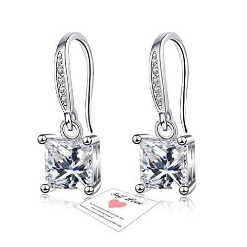 HEEYA Ohrringe Silber 925 Hängend Ohrringe Damen mit Zirkonia Hypoallergene Runde/Blatt/Gänseblümchen/Oval/Tropfen/Quadratische Hängeohrringe Schmuck Geschenk mit Geschenkbox von HEEYA