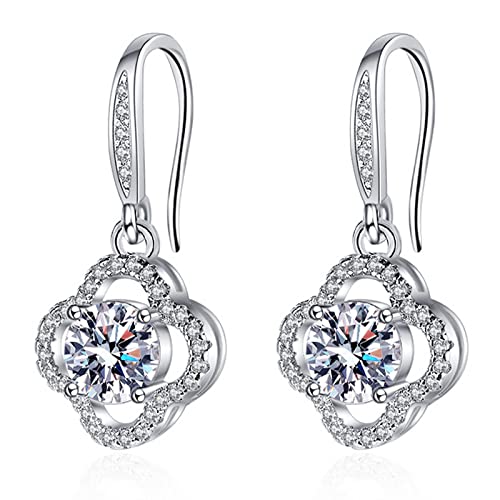 HEEYA Ohrringe Silber 925 Hängend Ohrringe Damen mit Zirkonia Hypoallergene Runde/Blatt/Gänseblümchen/Oval/Tropfen/Quadratische Hängeohrringe Schmuck Geschenk mit Geschenkbox von HEEYA