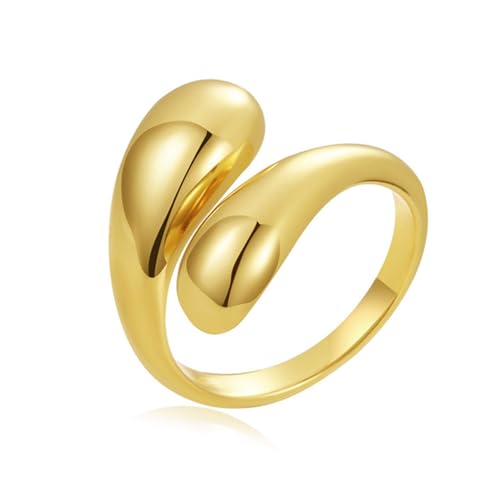 HEEYA Ring Gold Hypoallergen Ringe 18K Vergoldet Offen Verstellbare Ring Klobig Chunky Dick Daumenringe Wassertropfen Daumen Finger Umarmen Ringe Unisex Schmuck mit Geschenkbox von HEEYA
