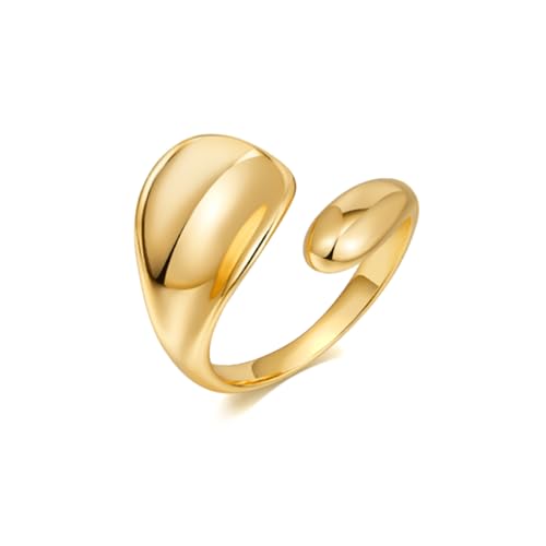 HEEYA Ring Gold Hypoallergen Ringe 18K Vergoldet Offen Verstellbare Ring Klobig Chunky Dick Daumenringe Wassertropfen Daumen Finger Umarmen Ringe Unisex Schmuck mit Geschenkbox von HEEYA