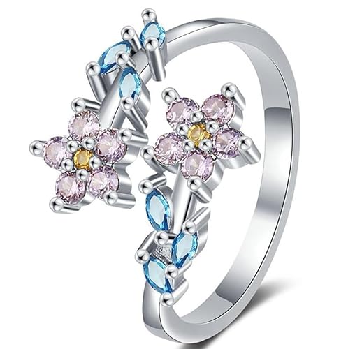 HEEYA Ring Sterling Silber 925 Ringe für Damen Blumen Zweig Ring mit 5A Bunt Zirkonia Offen Verstellbare Fingerring Hypoallergen Daumenringe Unisex Schmuck mit Geschenkbox HEEYA Ring Sterling Silber 925 Ringe für Damen Blumen Zweig Ring mit 5A Bunt Zirkonia Offen Verstellbare Fingerring Hypoallergen Daumenringe Unisex Schmuck mit Geschenkbox von HEEYA