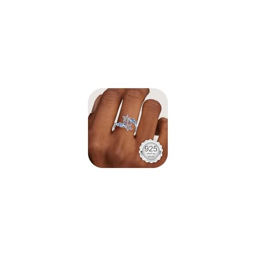HEEYA Ring Sterling Silber 925 Ringe für Damen Blumen Zweig Ring mit 5A Bunt Zirkonia Offen Verstellbare Fingerring Hypoallergen Daumenringe Unisex Schmuck mit Geschenkbox von HEEYA