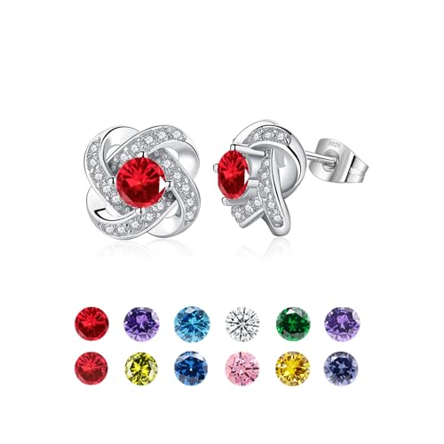 HEEYA Sterling Silber Post Ohrstecker für Frauen, hypoallergene Geburtsstein Ohrringe mit Zirkonia, Muttertag Jahrestag Geburtstag Schmuck Geschenke von HEEYA