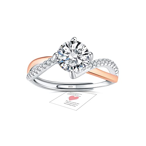 HEEYA Verlobungsring Silber 925 Unendlichkeit Promise Eheringe Verstellbare Ringe Damen Silberringe mit Zirkonia Trauringe Hochzeitsringe Antragsring Ringe Rosegold Schmuck mit Geschenkbox von HEEYA