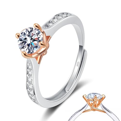 HEEYA Verlobungsring Silber 925 Unendlichkeit Promise Eheringe Verstellbare Ringe Damen Silberringe mit Zirkonia Trauringe Hochzeitsringe Antragsring Ringe Rosegold Schmuck mit Geschenkbox von HEEYA