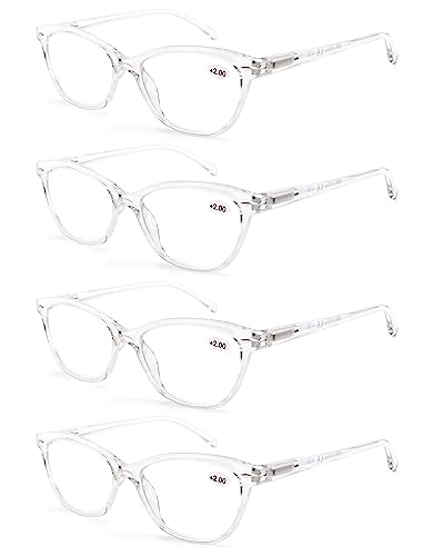 HEEYYOK 4 Pack Lesebrille Damen,Leichte Lesebrille,Schicke Lesebrillen,Ausgefallenes Muster,Tolle Farben,Gut verarbeitet von HEEYYOK