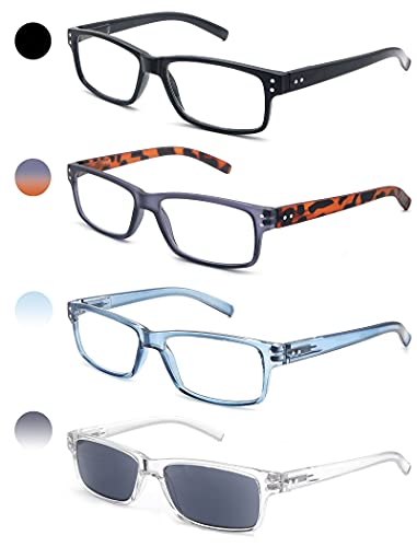 HEEYYOK 4 Pack Lesebrille Herren/Damen,Leichte Lesebrille,Gut verarbeitet,Brillen mit Softetui von HEEYYOK