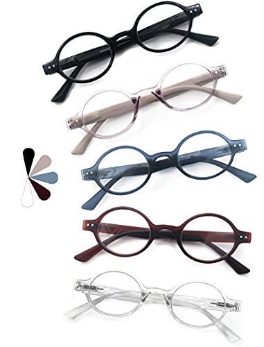 HEEYYOK 5er Pack Lesebrille für Männer und Frauen,Mode Ovaler leser für Damen Herren Klare Linse Komfort Federscharnier mit Tasche +3.50 Five mixed colors von HEEYYOK