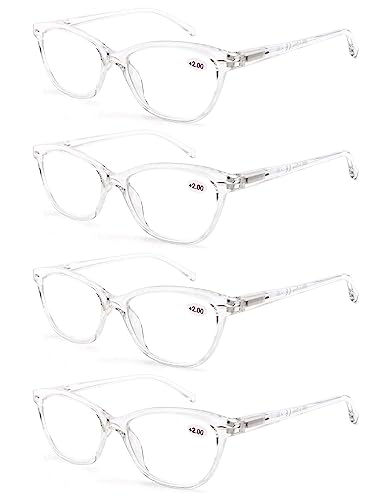 HEEYYOK Lesebrille Damen +0.50 Rechteckige Blumen/Blumen Muster Bunte Funky Lightweigth Rahmen Bequeme Passform 4 Pack von HEEYYOK