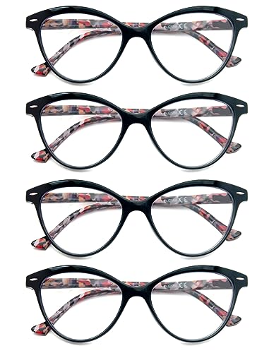 HEEYYOK Lesebrille Damen Blumen/Blumenmuster Katzenauge +3.50 Lesebrillen Bequeme Bunte Leichte Fassung von HEEYYOK