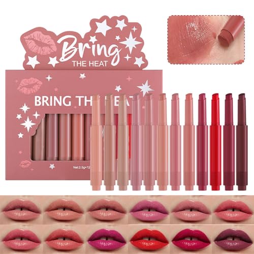 12x/Set Lip Gloss Press Lippenstift Stiftlippenliner Konditionierung Lipgloss Glatte Lippentönungen Make Up Versorgung Für Party Täglich von HEEZOU