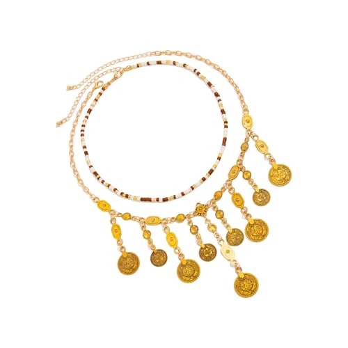 HEEZOU 2pcs Tribal Inspirierte Fringe Drop Halskette Mit Antiker Münze Charm Und Natürliche Perlen Detail Fashion Metal Coin Randkette Halskette HEEZOU 2pcs Tribal Inspirierte Fringe Drop Halskette Mit Antiker Münze Charm Und Natürliche Perlen Detail Fashion Metal Coin Randkette Halskette von HEEZOU