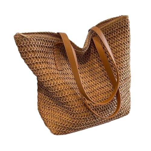 HEEZOU Atmungsaktierbarer Stroh Umhängetasche Praktische Frauen Accessoire Handtasche Strohbeutel Mit Geräumiger Hauptfonds Schulter von HEEZOU