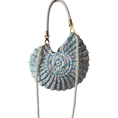 HEEZOU Elegante Muschelschale Verschönerte Beutel Faux Pearls Kette Süßigkeit Ton Polyester Schulter Geräumige Kompartimente Design Leichtes Polyester von HEEZOU