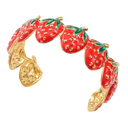 HEEZOU Künstlerische Erdbeermanschette Flexible Größen Sie Komfortable Handgelenk Ceily Stylish Accessoire Oil Tropf Charme Armband von HEEZOU