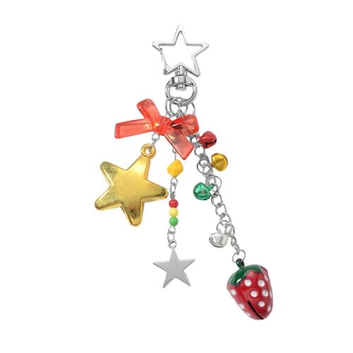HEEZOU Urlaub Schlüsselbund Decors Erdbeer Bells Star Pilz Designs Weihnachtsgeschenkharz Metal Bag Charme Für Frauen Männer Kinder Weihnachtsstrumpf Sticker Sticker Keychain von HEEZOU