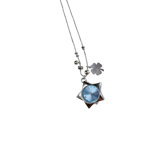 HEEZOU Vier Blattsymbol Halskette Uhr Anhänger Schlüsselbeinkette Für Frauen Männer Edelstahl Schmuckgeschenk Mit Glücklichen Design Neckchain Für Freizeitkette von HEEZOU