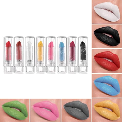 Halloween Lippenstift Set 8 Farben Langlebig Matte Lippenstifte Lippen Make Up Für Frauen Glatte Textur Party Kosmetik von HEEZOU