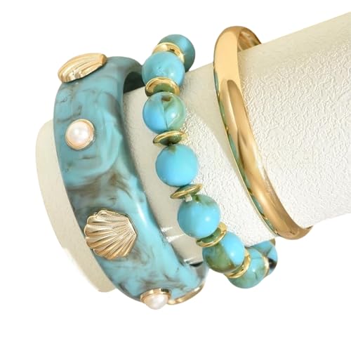 Künstlerisches Meer Inspiriertes Multilayer Armband Harz Eisen Charme Für Musikfestivals Und Lässige Outfits 3PCS/Set Modische Schicht Ozean Bänder von HEEZOU