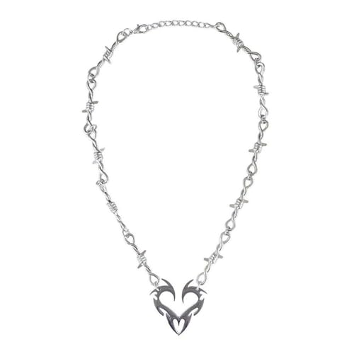 Modische Gothic-Halskette mit Dornen-Herz-Anhänger, für Damen und Herren, Hip-Hop, Punk, Metallkette, Halsbekleidung, Mode-Party-Schmuck Modische Gothic-Halskette mit Dornen-Herz-Anhänger, für Damen und Herren, Hip-Hop, Punk, Metallkette, Halsbekleidung, Mode-Party-Schmuck von HEEZOU