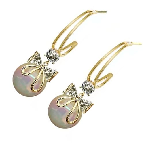 Perlen Drop Ohrringe Stilvolle Perlen Anhänger Ohrringe Mit Silbernen Finish Elegantes Dangle Ohr Verzierment von HEEZOU