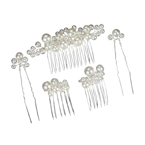 Professionelle Braut-Haarnadeln, künstliche Strasssteine, Metall-Haarspange, Perlen, einzigartige Hochzeits-Haarnadeln für Brautjungfern, goldene Blätter, Haarschmuck, 5 Stück von HEEZOU