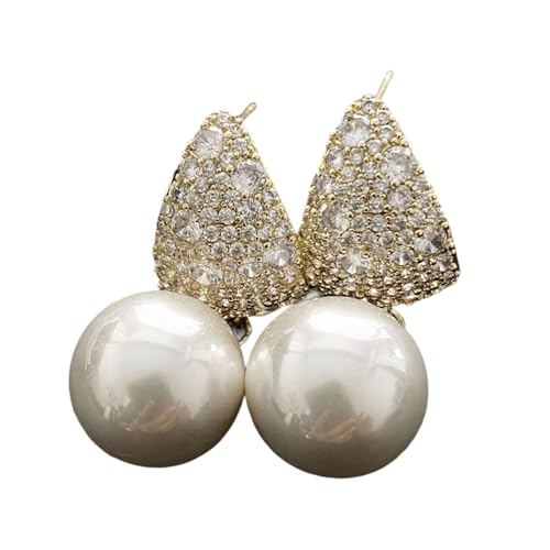 Stylische Perlenosen Ohrringe Mit Natürlichen Süßwasserperlen In Robuster Legierung Tragbar Für Büro Oder Abendkleidung Modische Frauenohrringe von HEEZOU