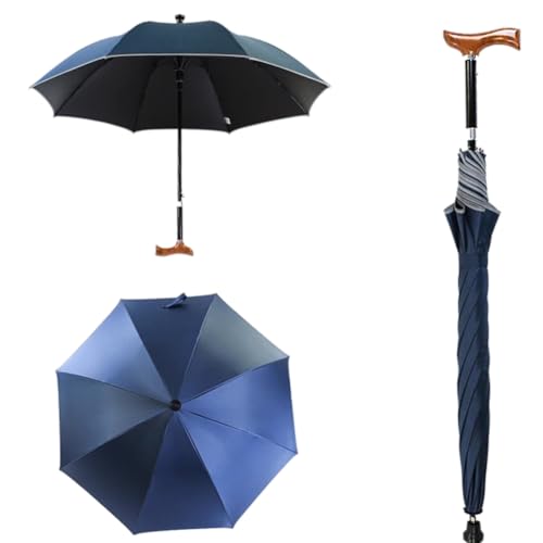 HEFJIAYCIQ 2-In-1 Gehstock-Regenschirm, 5-Stufig Höhenverstellbarer Stock-Regenschirm, Winddichte Leichte Regenschirme Für Klettern, Wandern,A,83~92cm/32~36inch von HEFJIAYCIQ
