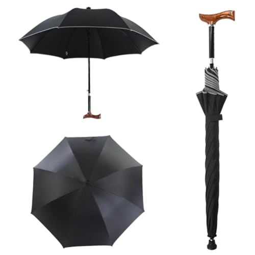 HEFJIAYCIQ 2-In-1 Gehstock-Regenschirm, 5-Stufig Höhenverstellbarer Stock-Regenschirm, Winddichte Leichte Regenschirme Für Klettern, Wandern,C,83~92cm/32~36inch von HEFJIAYCIQ