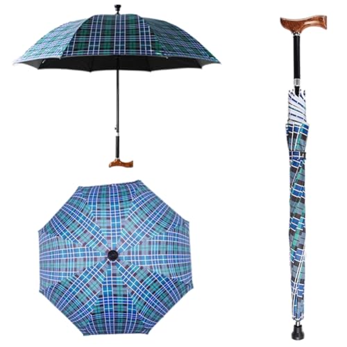 HEFJIAYCIQ 2-In-1 Gehstock-Regenschirm, 5-Stufig Höhenverstellbarer Stock-Regenschirm, Winddichte Leichte Regenschirme Für Klettern, Wandern,F,83~92cm/32~36inch von HEFJIAYCIQ
