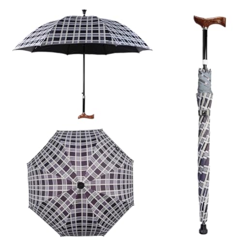 HEFJIAYCIQ 2-In-1 Gehstock-Regenschirm, 5-Stufig Höhenverstellbarer Stock-Regenschirm, Winddichte Leichte Regenschirme Für Klettern, Wandern,J,83~92cm/32~36inch von HEFJIAYCIQ