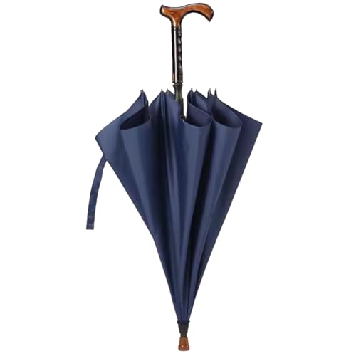 HEFJIAYCIQ 2-In-1 Rutschfester Gehstock Regenschirm, Multifunktionaler Gerader Stab Langer Griff Krücke Sonnenschirme, Für Männer, Frauen,Blau,86cm/33.8inch von HEFJIAYCIQ