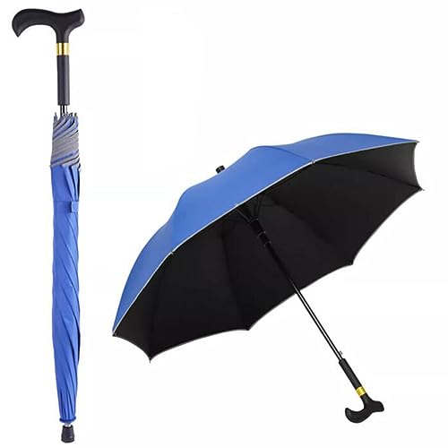 HEFJIAYCIQ Outdoor Spazierstock Regenschirm, Rutschfester, Stadttauglicher, Winddichter Stock-Regenschirm, Tourismus Multifunktions-Krücke Regenschirm Männer Frauen,B,83cm/32.6inch von HEFJIAYCIQ