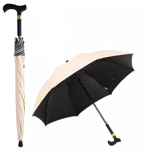 HEFJIAYCIQ Outdoor Spazierstock Regenschirm, Rutschfester, Stadttauglicher, Winddichter Stock-Regenschirm, Tourismus Multifunktions-Krücke Regenschirm Männer Frauen,D,83cm/32.6inch von HEFJIAYCIQ