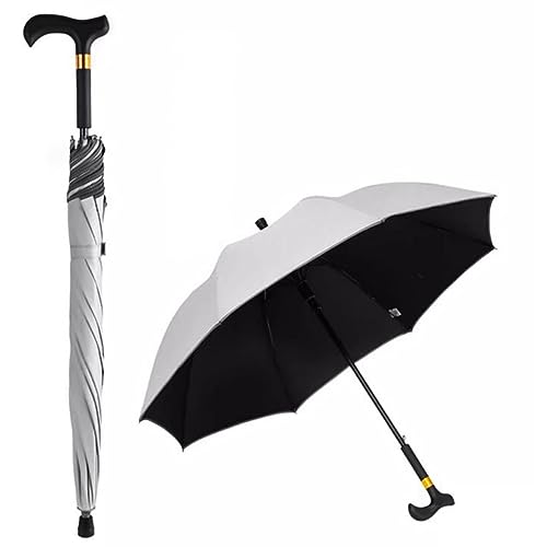 HEFJIAYCIQ Outdoor Spazierstock Regenschirm, Rutschfester, Stadttauglicher, Winddichter Stock-Regenschirm, Tourismus Multifunktions-Krücke Regenschirm Männer Frauen,E,83cm/32.6inch von HEFJIAYCIQ