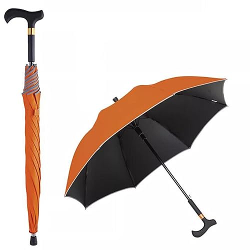 HEFJIAYCIQ Outdoor Spazierstock Regenschirm, Rutschfester, Stadttauglicher, Winddichter Stock-Regenschirm, Tourismus Multifunktions-Krücke Regenschirm Männer Frauen,H,83cm/32.6inch von HEFJIAYCIQ