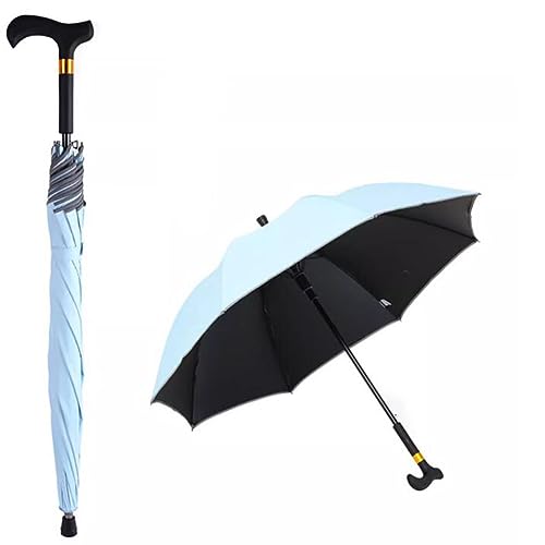 HEFJIAYCIQ Outdoor Spazierstock Regenschirm, Rutschfester, Stadttauglicher, Winddichter Stock-Regenschirm, Tourismus Multifunktions-Krücke Regenschirm Männer Frauen,I,83cm/32.6inch von HEFJIAYCIQ