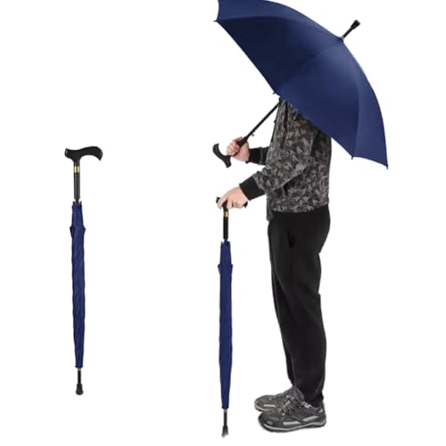HEFJIAYCIQ Spazierstock-Regenschirm, Stock-Regenschirm Mit Längerer Carbonfaser, Für Wanderungen Regen Regenschirm Winddicht,Blau,94cm/37inch von HEFJIAYCIQ