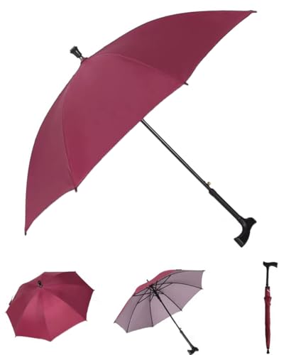 HEFJIAYCIQ Spazierstock-Regenschirm, Stock-Regenschirm Mit Längerer Carbonfaser, Für Wanderungen Regen Regenschirm Winddicht,Rot,86cm/33inch von HEFJIAYCIQ