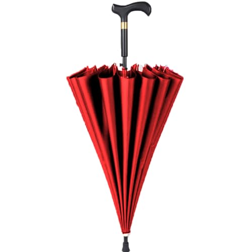 HEFJIAYCIQ Spazierstock-Regenschirm, Stock-Regenschirm Mit Längerer Carbonfaser, Für Wanderungen Regen Regenschirm Winddicht,Rot,86cm/33inch von HEFJIAYCIQ