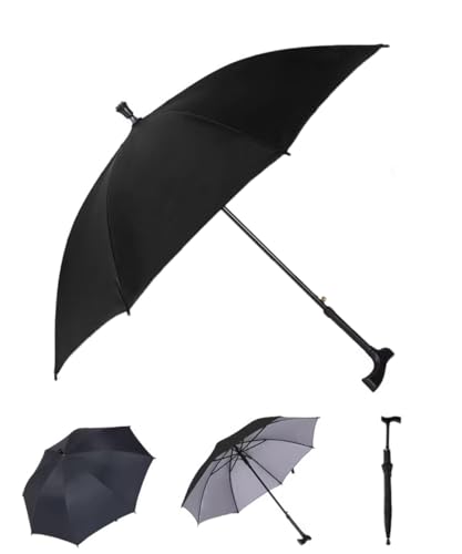 HEFJIAYCIQ Spazierstock-Regenschirm, Stock-Regenschirm Mit Längerer Carbonfaser, Für Wanderungen Regen Regenschirm Winddicht,Schwarz,86cm/33inch von HEFJIAYCIQ