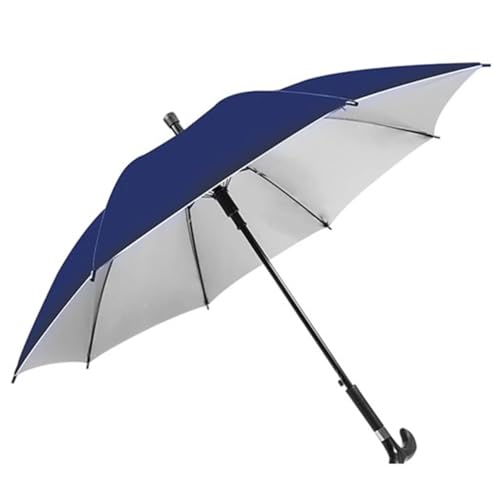HEFJIAYCIQ Spazierstock-Regenschirm Mit Großem Griff, Sonne Und Regen Doppelnutzung, Automatisch Geöffneter Klassischer Winddichter Regenschirmstock,Blau,82cm/32inch von HEFJIAYCIQ