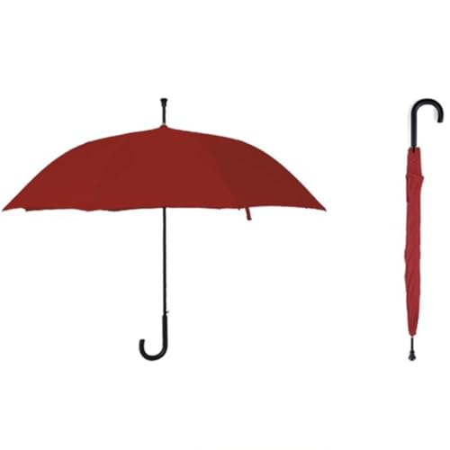 HEFJIAYCIQ Spazierstöcke Regenschirm, Winddichter Leichter Reisestock-Regenschirm, Klassische J-Griff Stock Regenschirme Für Männer Frauen,Rot,98cm/38inch von HEFJIAYCIQ