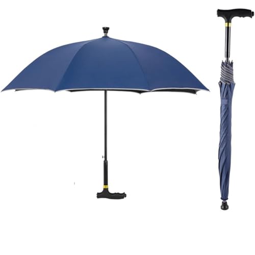 HEFJIAYCIQ Strapazierfähiger Spazierstock-Regenschirm, Leichter, Verschleißfester, Regenfester Stockschirm Mit Doppeltem Verwendungszweck, Gerader Stab Langer Griff Design,Blau,83cm/32.6inch von HEFJIAYCIQ