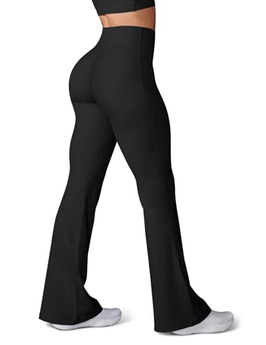 HEGALY Damen-Yogahose – überkreuzte Schlag-Leggings, hohe Taille, Bauchkontrolle, Workout, legere Bootcut-Hose, Schwarz, M HEGALY Damen-Yogahose – überkreuzte Schlag-Leggings, hohe Taille, Bauchkontrolle, Workout, legere Bootcut-Hose, Schwarz, M von HEGALY